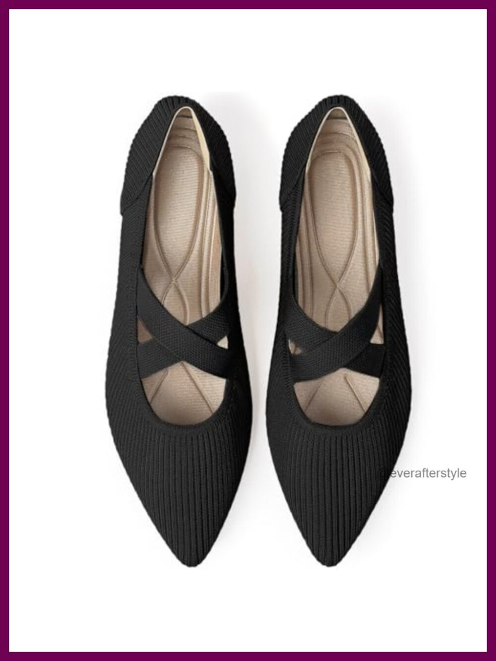 Women's Mary Jane Knit Ballet Flats Pointed Toe Slip-On Comfortable